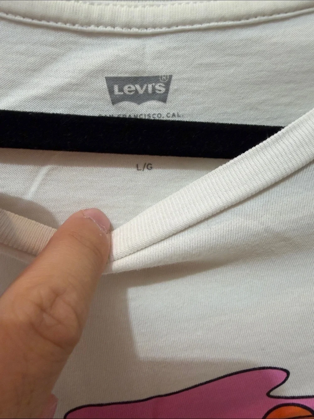 Levi's White Tee with Pink, Green & Blue Graphic
